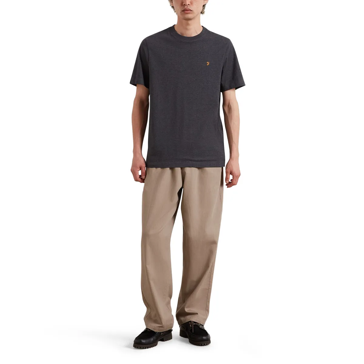 Farah SS Reg Danny T-Shirt in Washed Black Marl