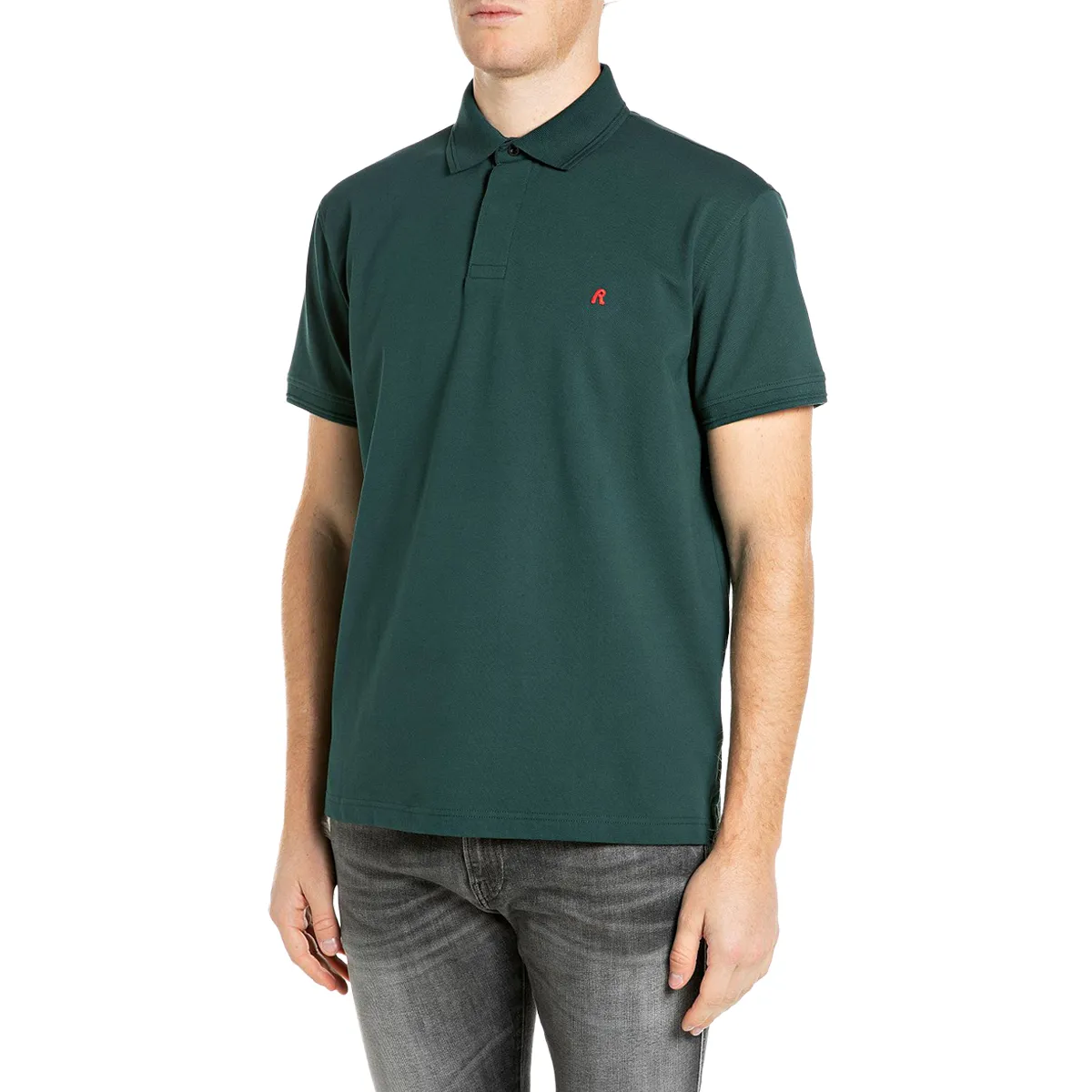 Replay SS Small Logo Piquet Polo Shirt Green