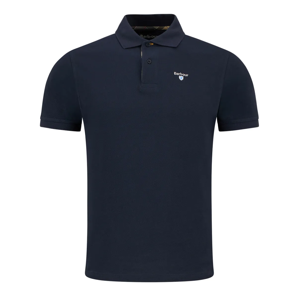 Barbour SS Tartan Pique Polo Shirt New Navy