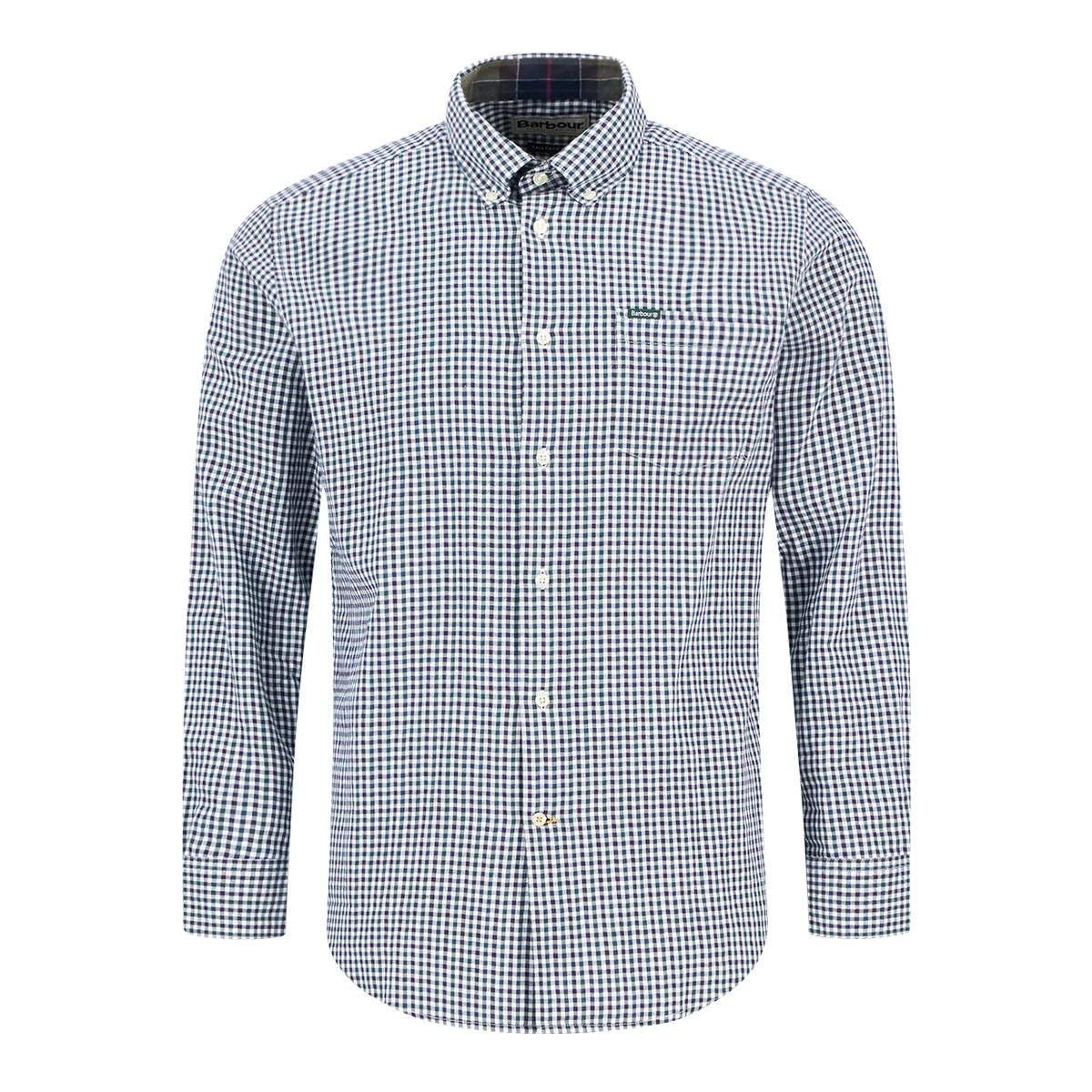 Barbour LS Padshaw Gingham Shirt Green Blue