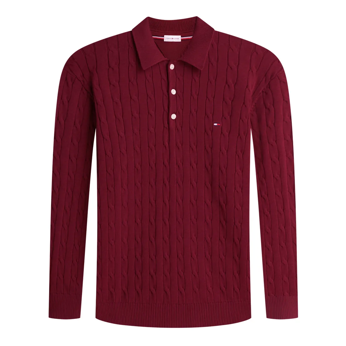Tommy Hilfiger LS Cotton Cable Knit Polo
