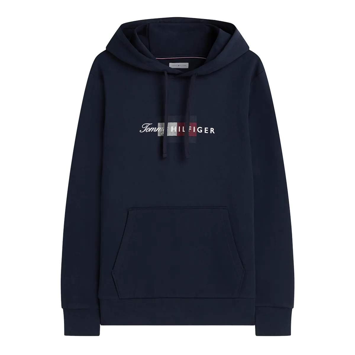 Tommy Hilfiger Script Flag Hoodie Desert Navy AW26 - Ejmenswear Store