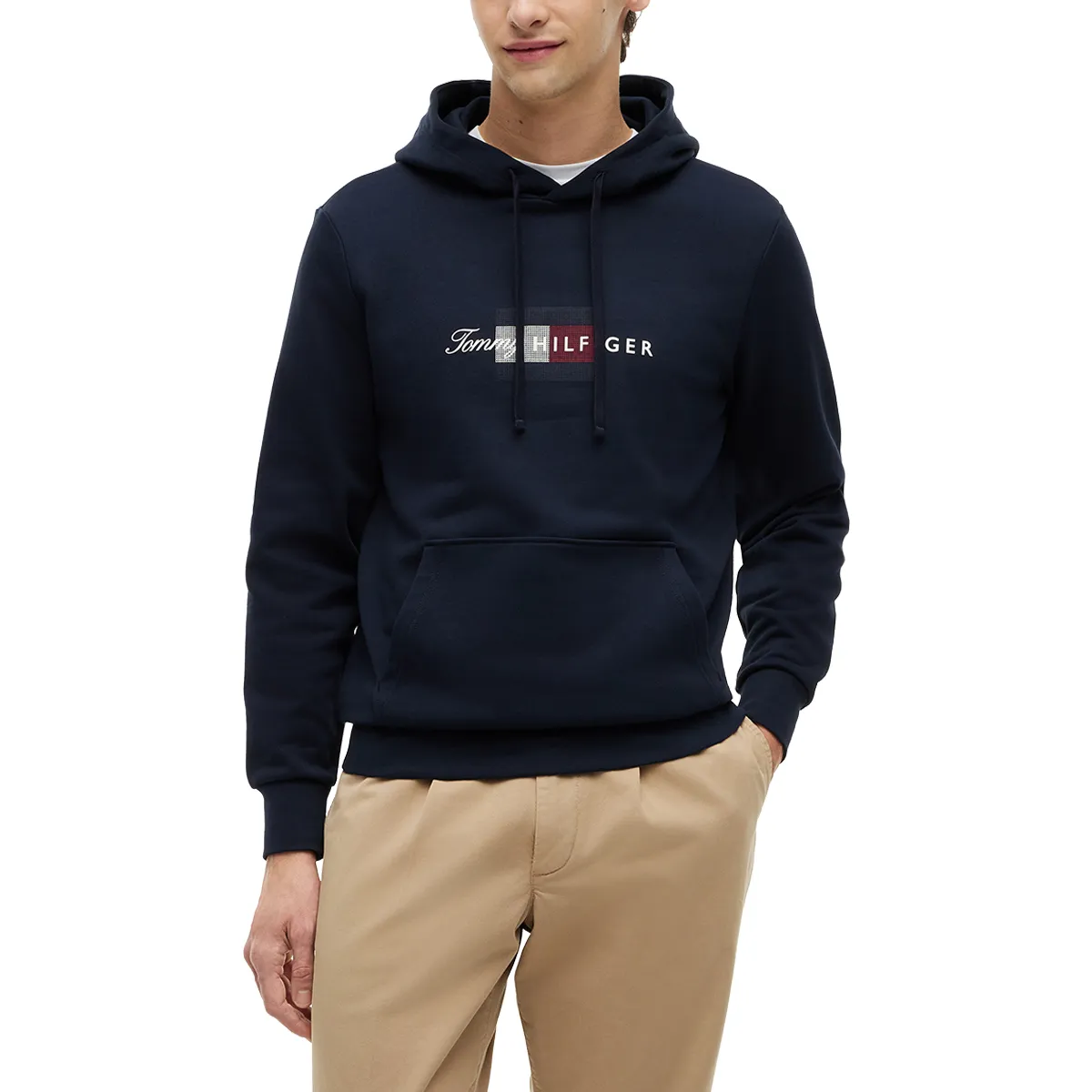Mw In Script Tommy Hilfiger Script Flag Hoodie Desert Navy AW26 - Ejmenswear Store