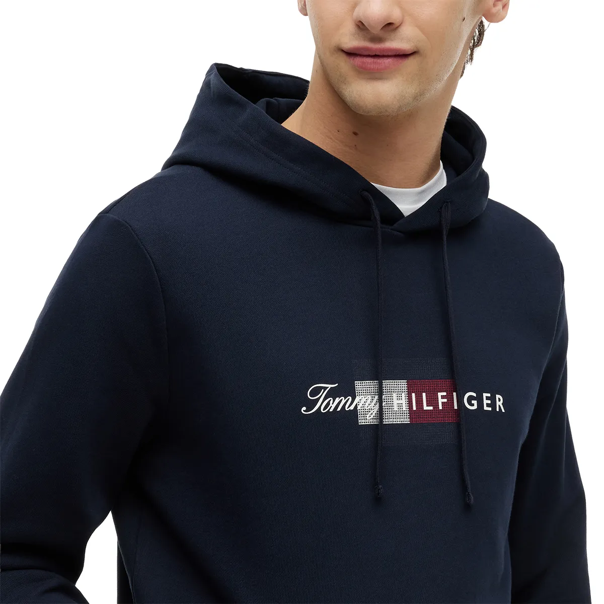 Mw In Script Tommy Hilfiger Script Flag Hoodie Desert Navy AW26 - Ejmenswear Store