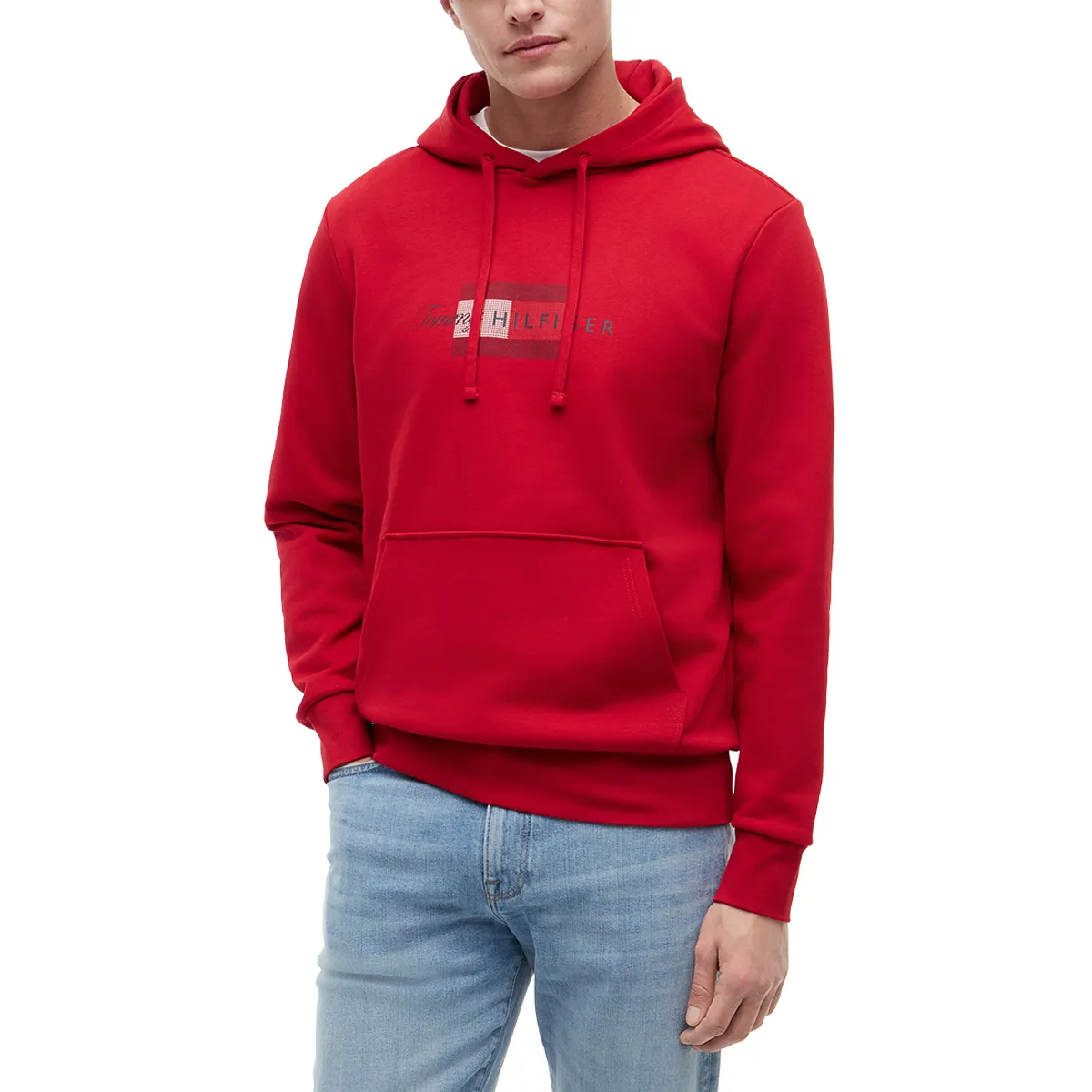 Mw In Script Tommy Hilfiger Script Flag Hoodie Medium Red - Ejmenswear Store