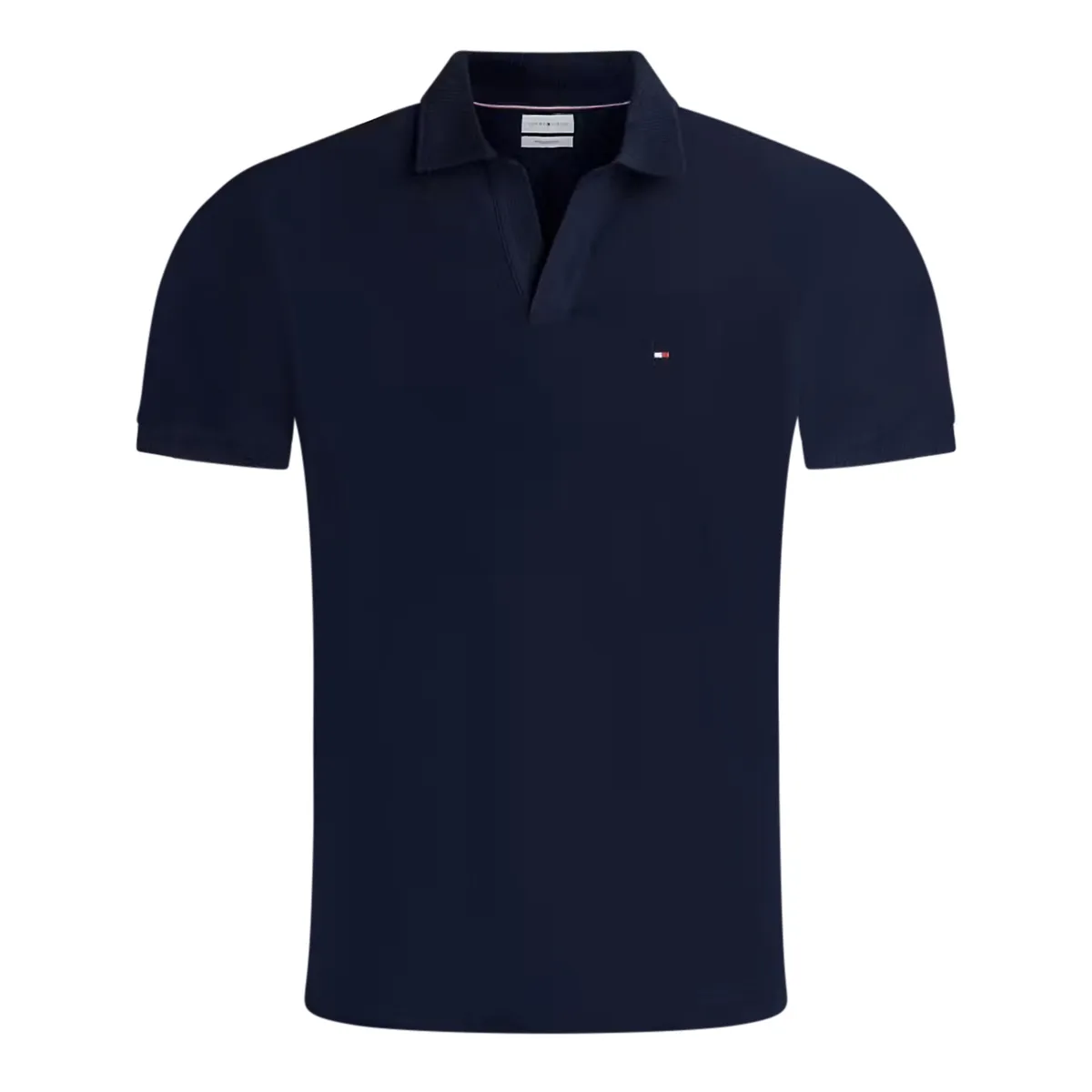 Tommy Hilfiger SS V Neck Crepe Polo Navy Blue