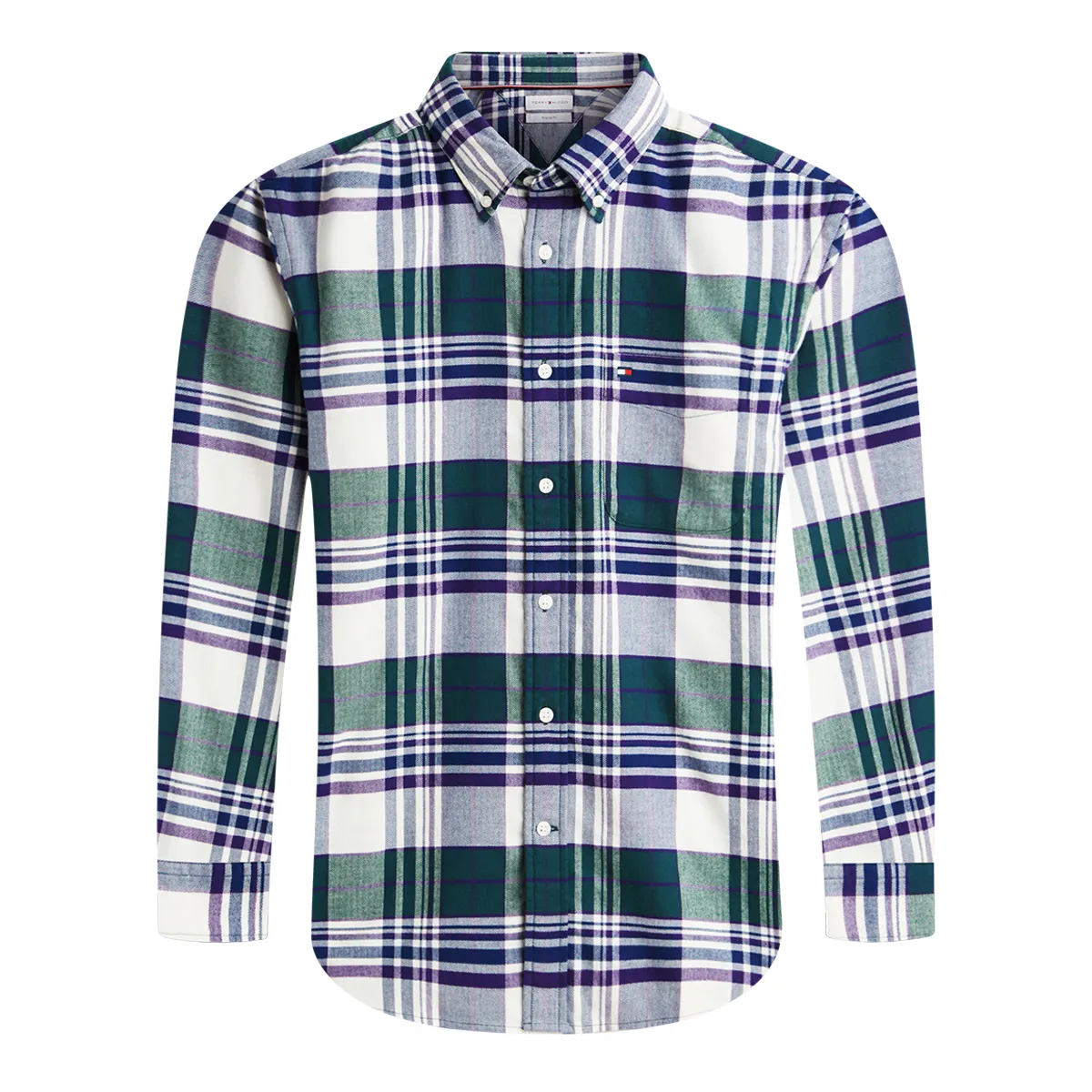 Tommy Hilfiger LS Flannel Tartan Shirt Ornamental Green