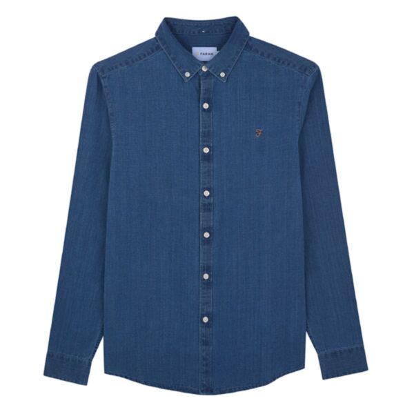 Farah Brewer Indigo LS BD In Stone Wash