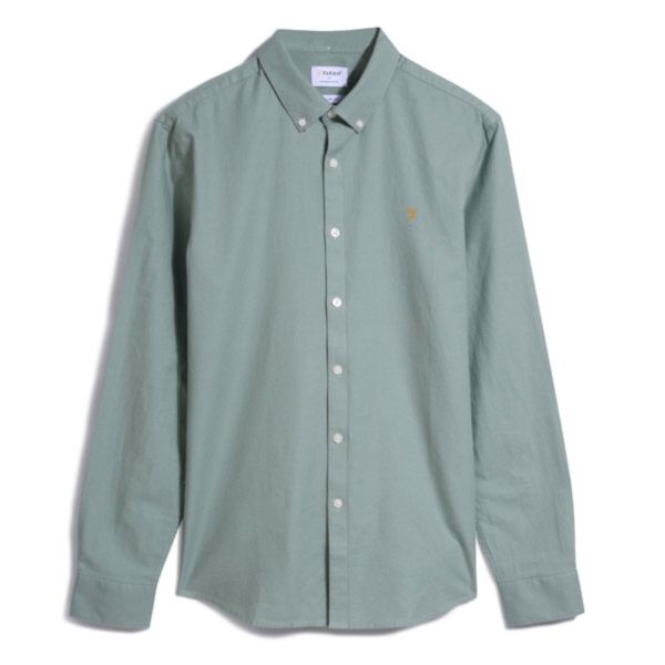 Farah Brewer LS BD Shirt In Green Sage