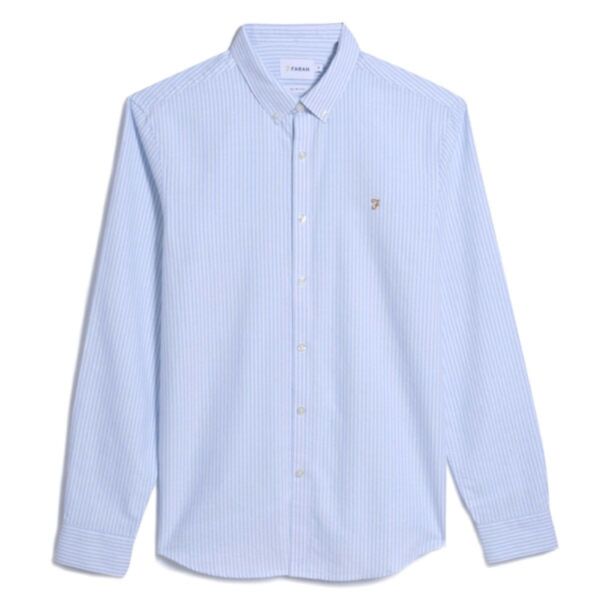 Farah Brewer Stripe LS BD Shirt Sky Blue