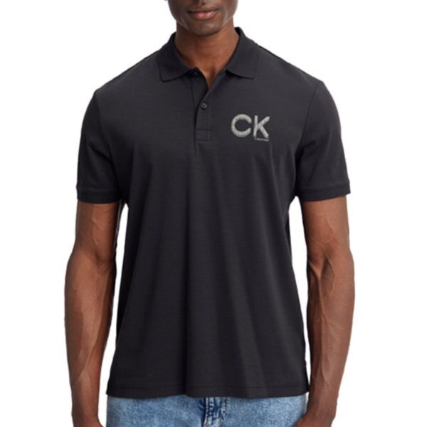 Calvin Klein Striped Chest Polo Black