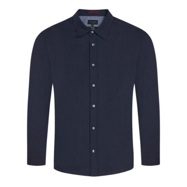 Ted Baker Crotone LS Heringbone Shirt Navy