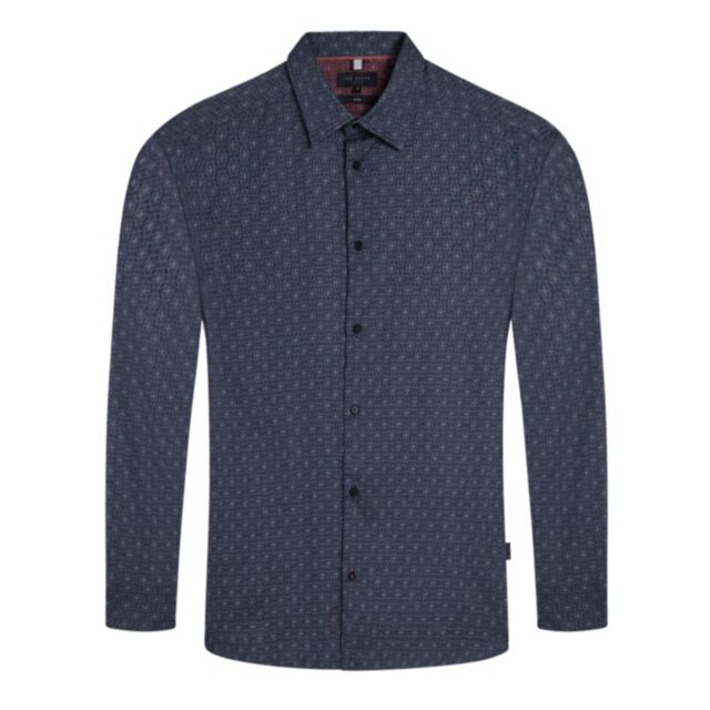 Ted Baker Pavia LS Geo Print Shirt Navy