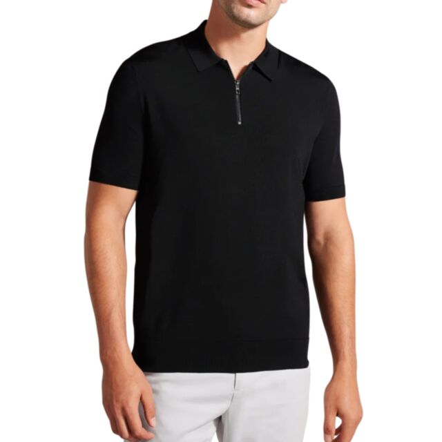 Ted Baker Daldin SS Rayon Zip Polo Black