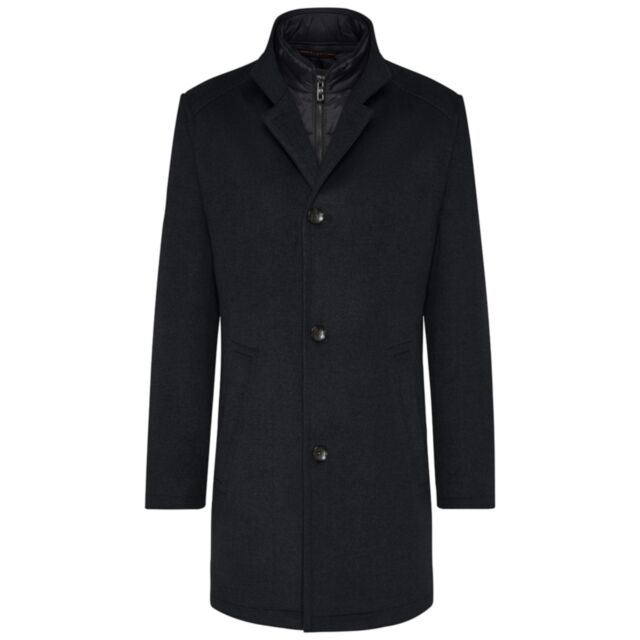 Bugatti Mens Wool Coat Navy Blue