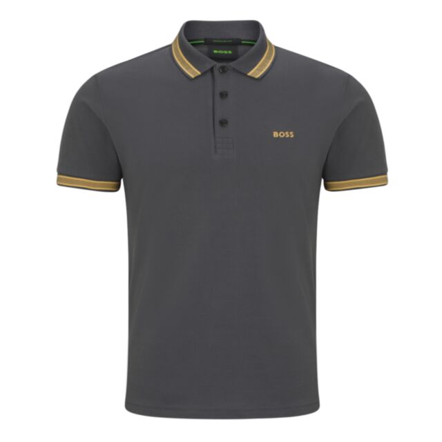 Boss Paddy Tipped Polo Shirt Dark Grey