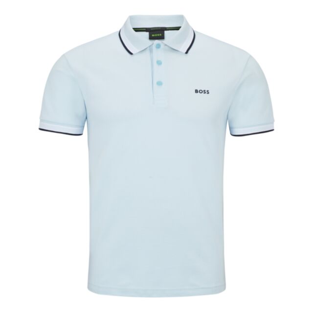 Boss Paddy Tipped Polo Shirt Open Blue