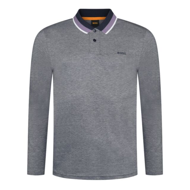 Boss Peoxfordlong 1 Tipped Polo Dark Blue