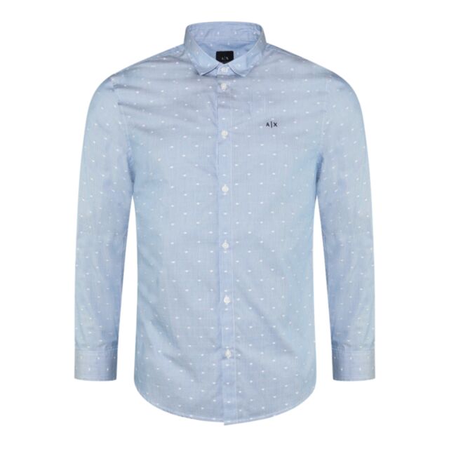 Armani Exchange LS Logo Shirt Blue