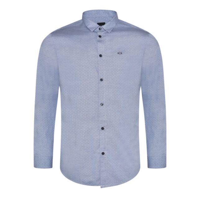 Armani Exchange LS Logo Shirt in Blue