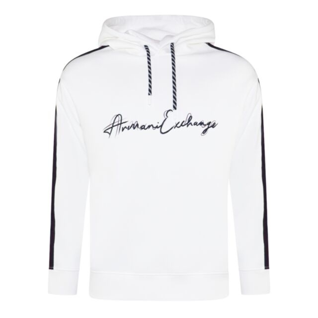 Armani Exchange Signature Logo Hood White