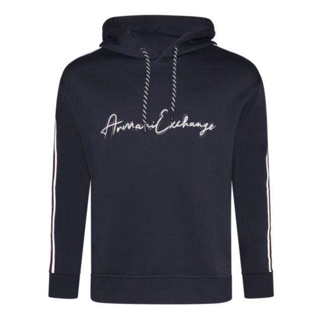 Armani Exchange Signature Logo Hood Navy