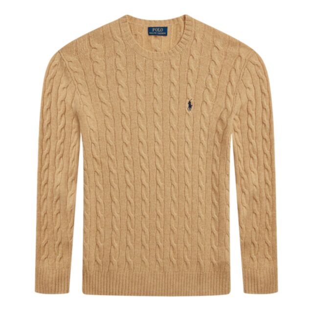 Ralph Lauren Cable Knit Crew Camel
