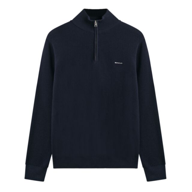 Gant Cotton Pique Half Zip Evening Blue