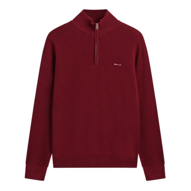 Gant Cotton Pique Half Zip Plumped Red
