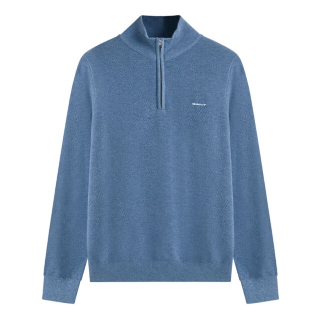 Gant Cotton Pique Half Zip Denim blue
