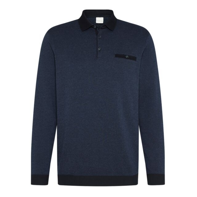 Bugatti Knitted Long Sleeve Polo Navy Bl