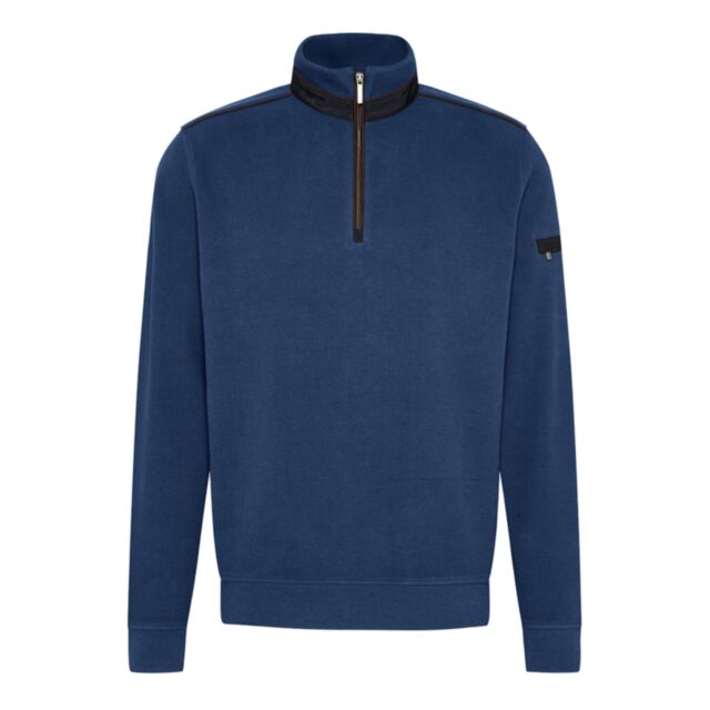Bugatti Half Zip Knitted Top In Blue
