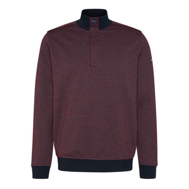 Bugatti Knitted Half Zip In Bordeaux