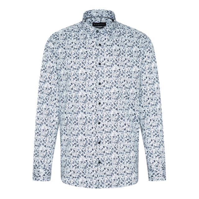 Bugatti Casual Printed Shirt In Navy Blue