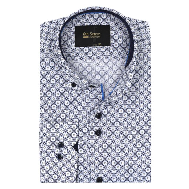 6Th Sense BD Circle Print LS Shirt Green