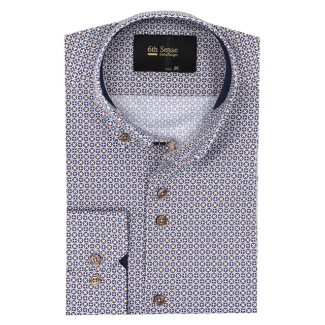 6Th Sense BD Print LS Shirt Tan