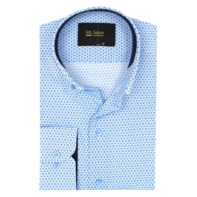 6Th Sense BD Circle Print LS Shirt Blue