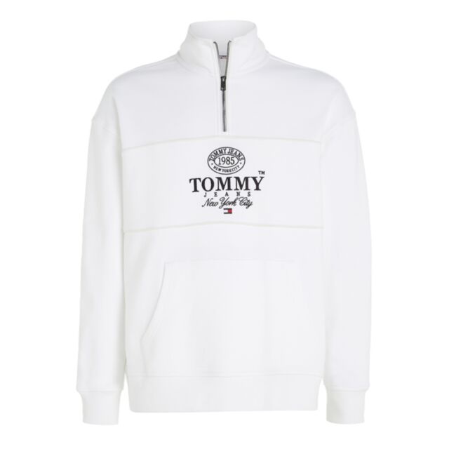 Tommy Jeans Relaxed Luxe Half Zip White