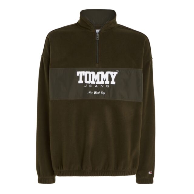 Tommy Jeans OVZ Fabric Mix Half Zip Army