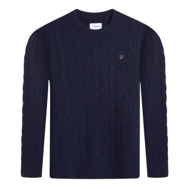 Farah Tassotti Cable Knit Crew In True N