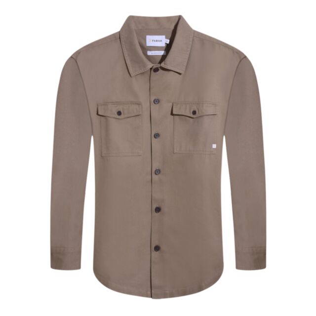 Farah Peters LS Twill Overshirt Beige