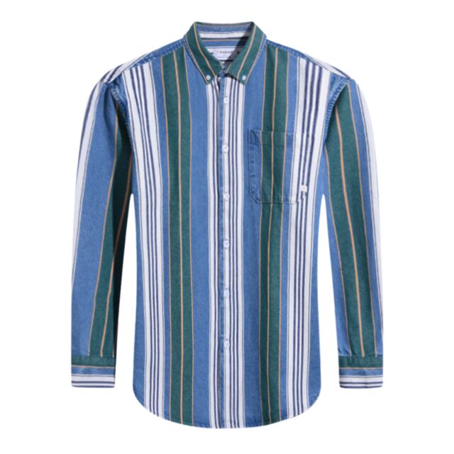 Farah Burghino LS Stripe Shirt Ocean Gre