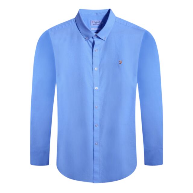 Farah Brewer LS Shirt In Mid Blue