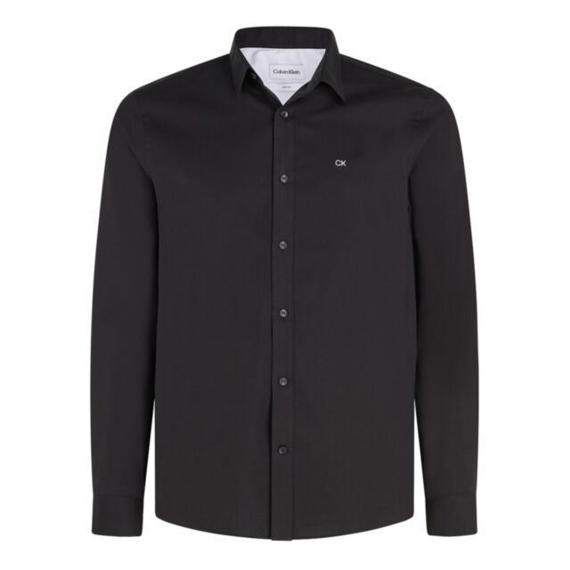 Calvin Klein Stretch Poplin Slim Shirt Black
