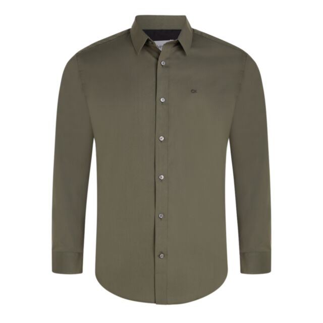 Calvin Klein Stretch Poplin Slim Shirt Thyme