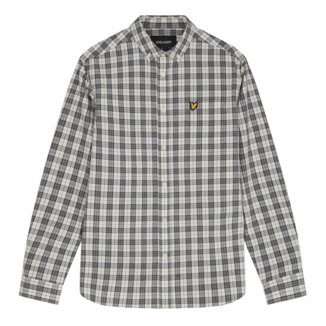 Lyle & Scott Check Poplin Shirt Grey Marl
