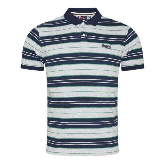 Superdry Jersey Stripe Polo Grey Marl