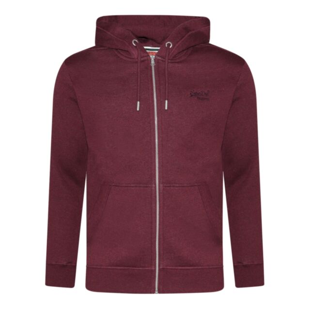 Superdry Ess Logo Zip Hoodie Burgundy