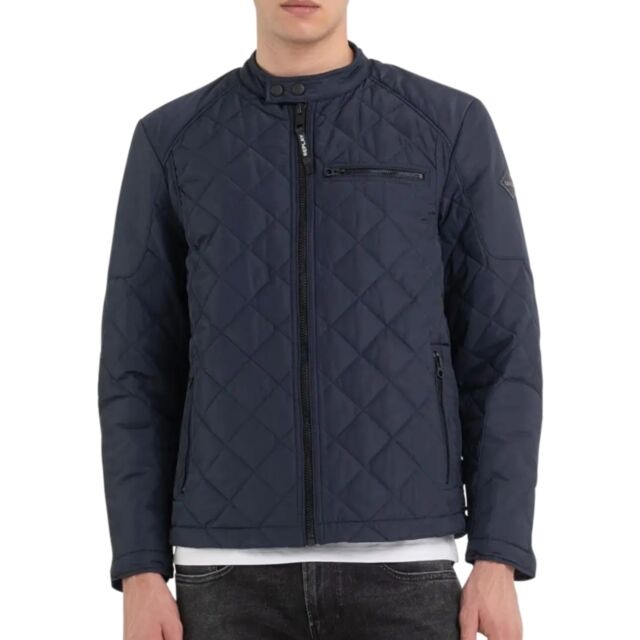 Replay Quilted Oxford Jacket Navy