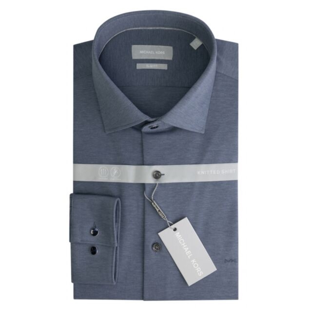 Michael Kors Solid Pique Slim Shirt Slate Blue